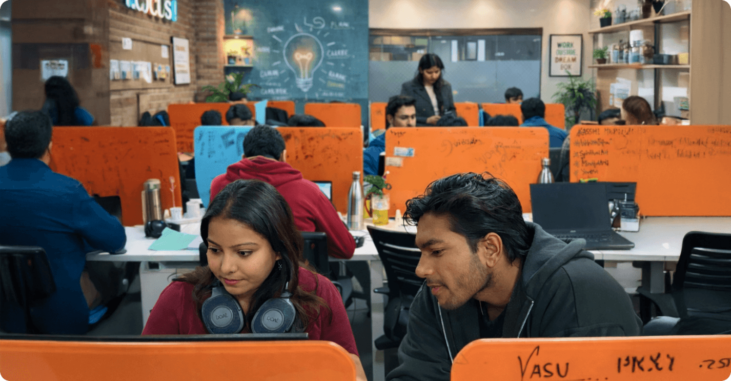 Modifyed team collaborating in a modern office