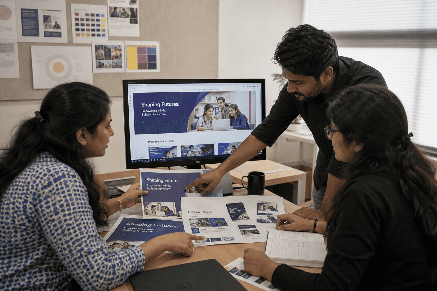 Indian design team aligning education visual identity